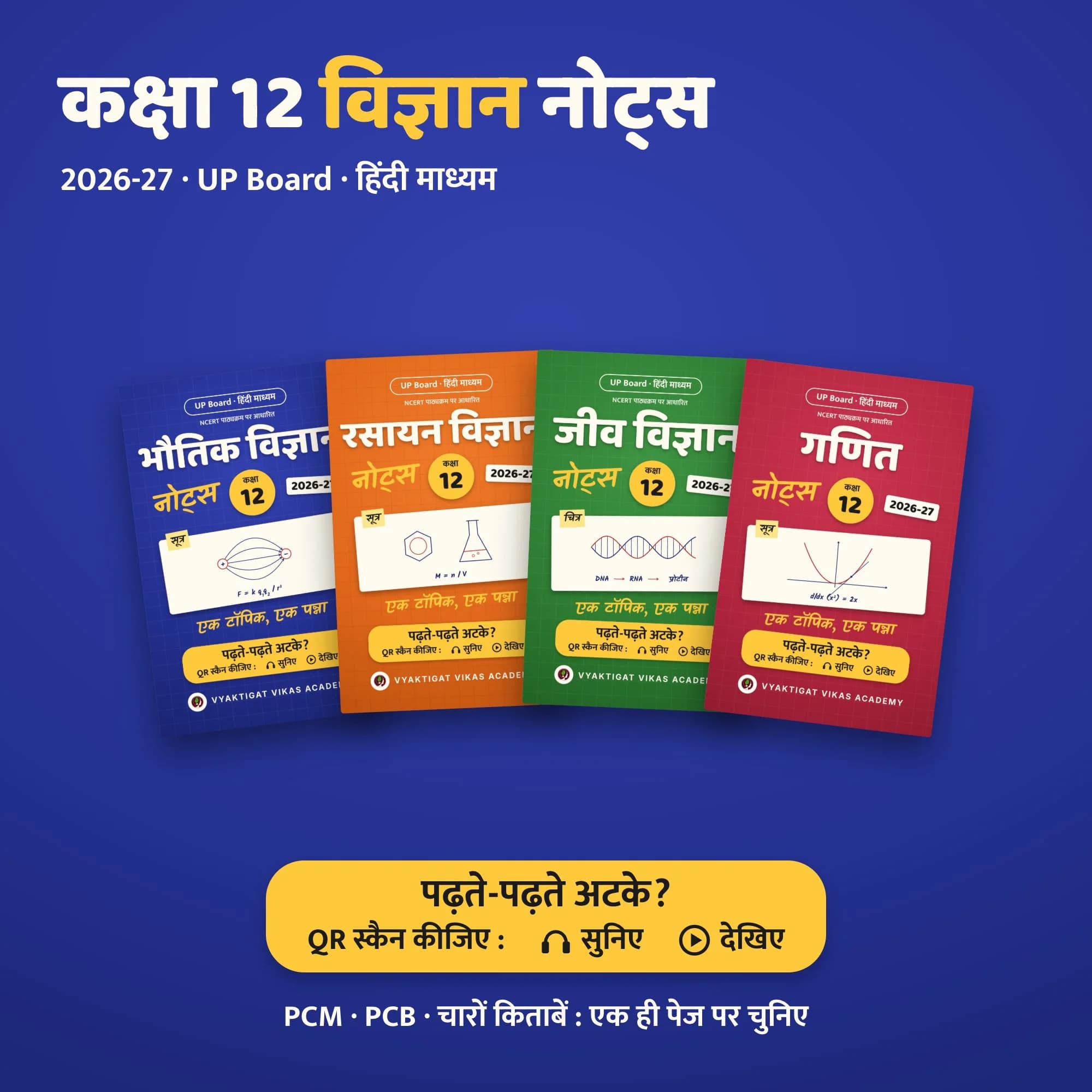 कक्षा 12 विज्ञान नोट्स 2026-27 PCB · B&W (UP Board, हिंदी माध्यम) | Vyaktigat Vikas Academy