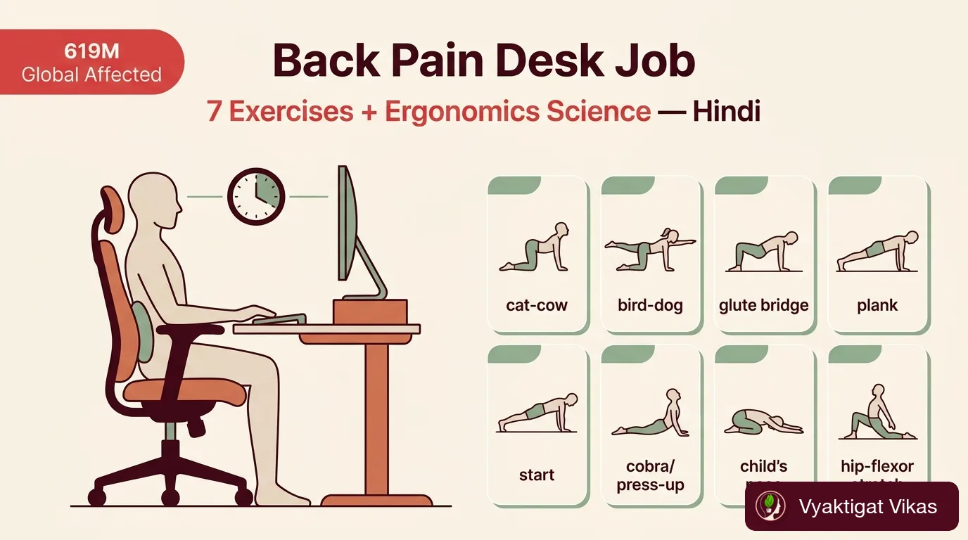Back Pain Desk Job — 7 Exercises + Ergonomics Ka Science | Vyaktigat Vikas