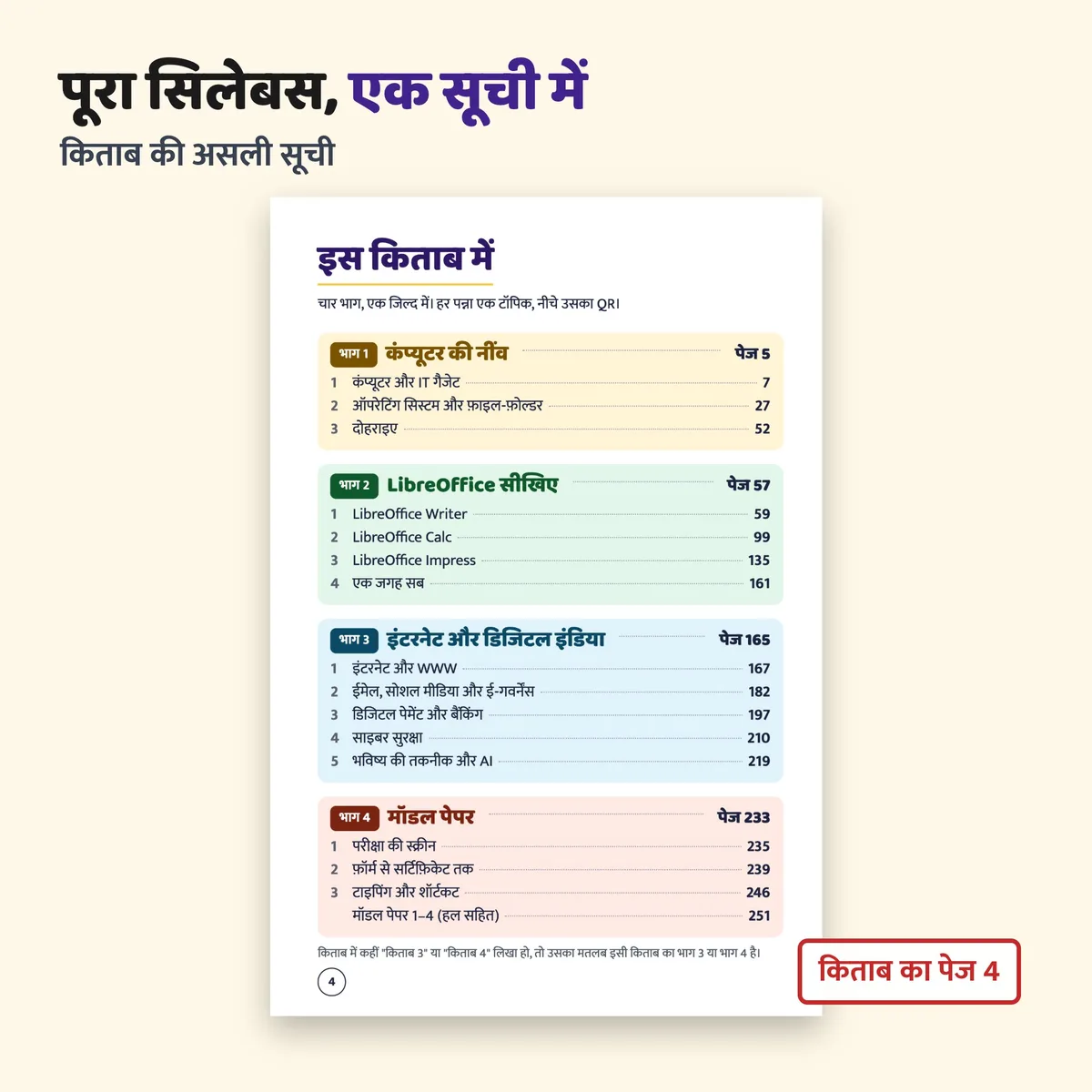किताब की असली सूची: चारों भाग एक जगह