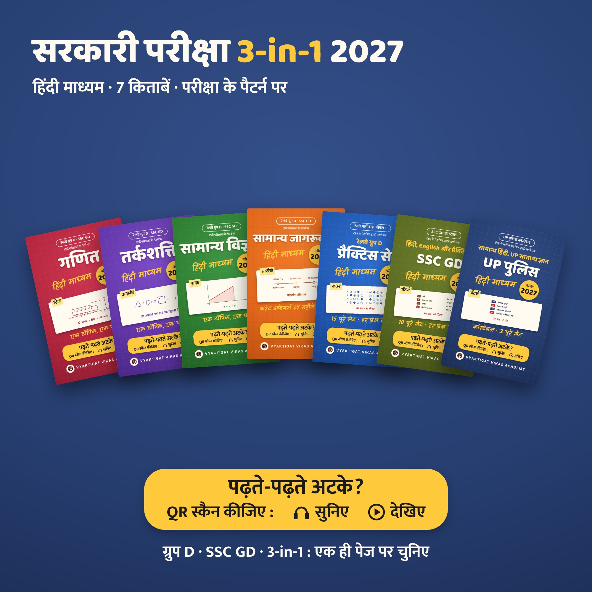 Sarkari Pariksha 2027 Group D, Hindi, set of 7 books