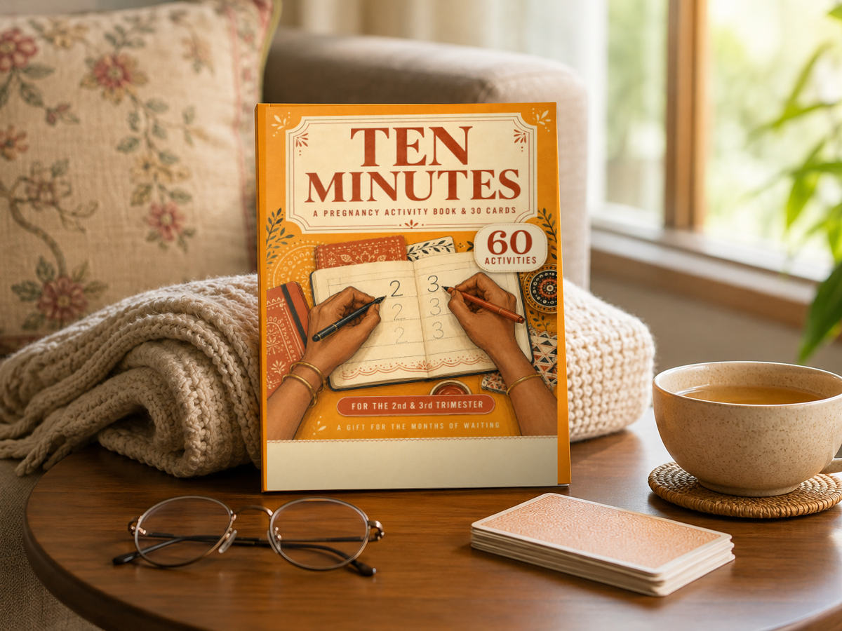 Ten Minutes — the book and the card deck on a side table