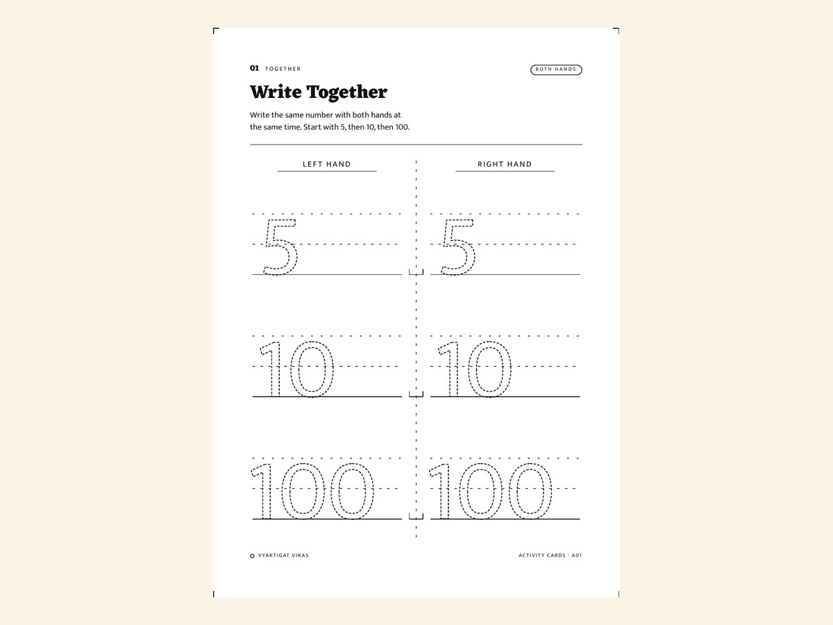 Write Together — the same number with both hands at once