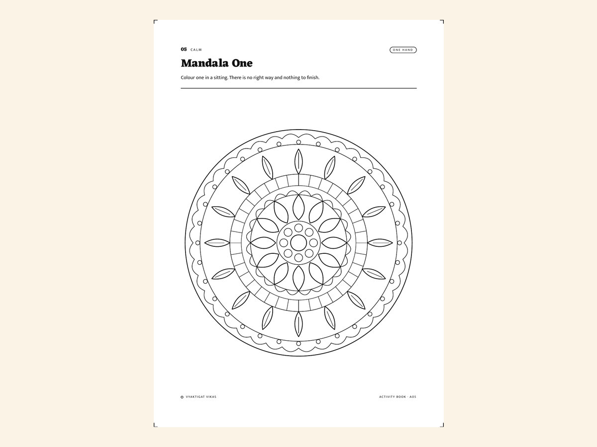 Mandala One — colour one in a sitting