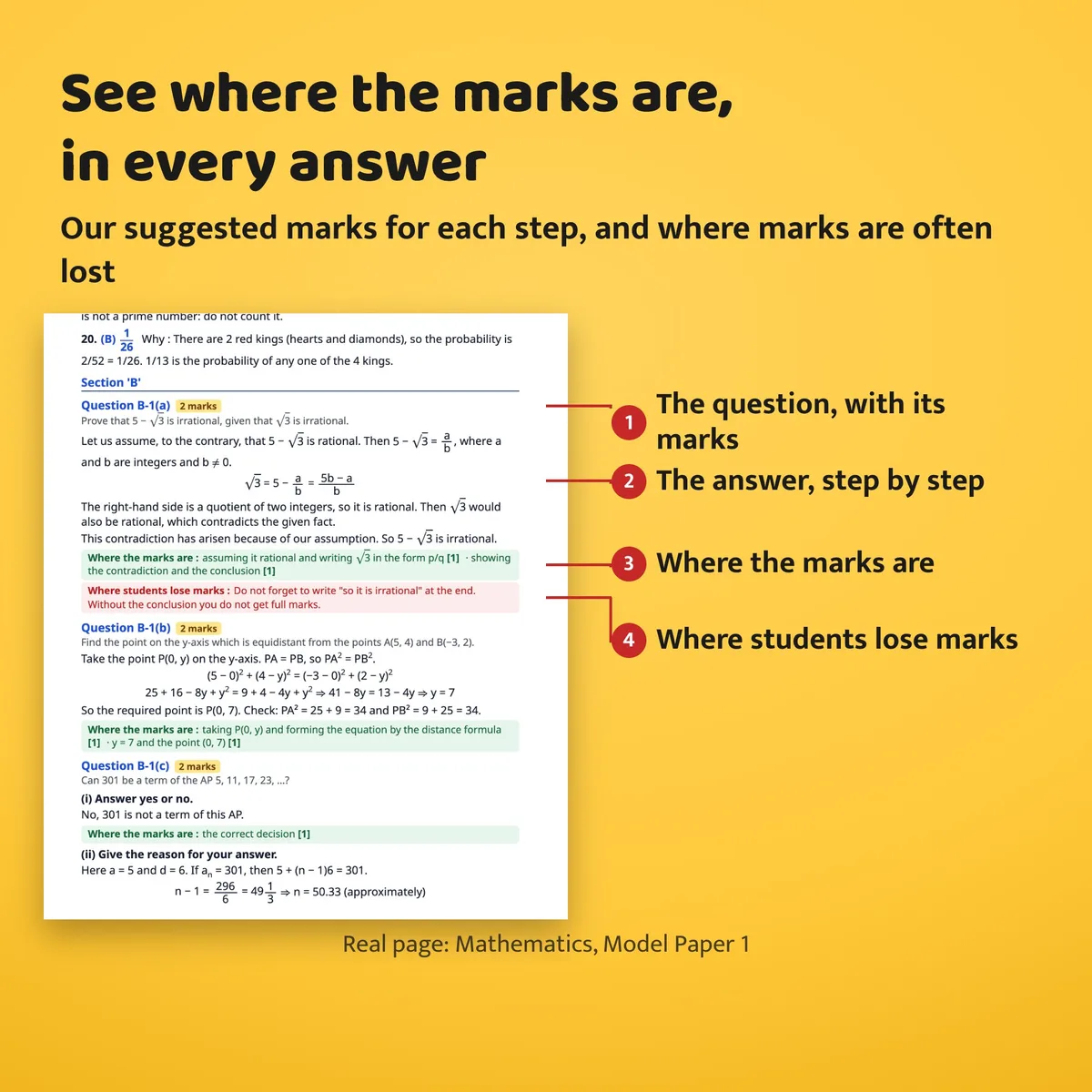 A solution page: where the marks are